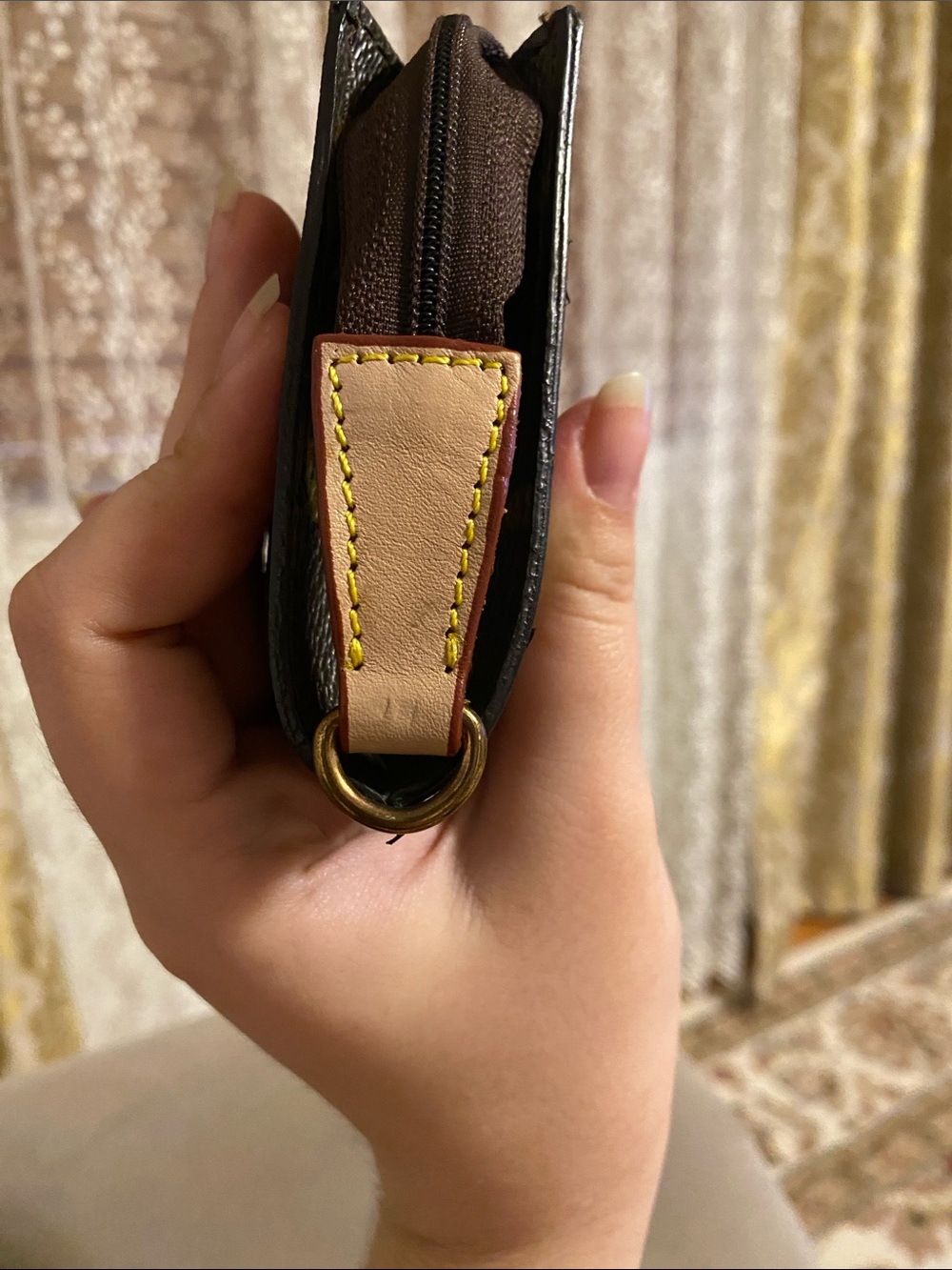 Monogram Card Pouch - Dark Brown & Gold Monogram - Picture 3 of 5